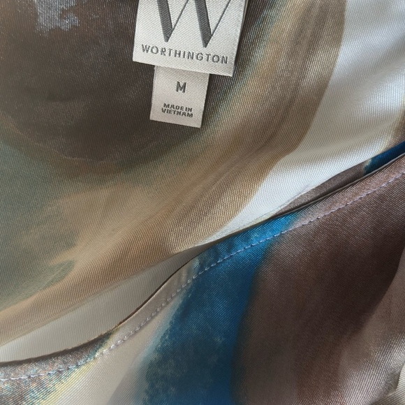 Worthington White and Blue Asymmetrical Blouse M - Picture 5 of 6